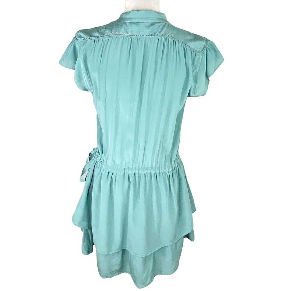 See U Soon Dress Medium Green Silk Cap Sleeves Ru… - image 2