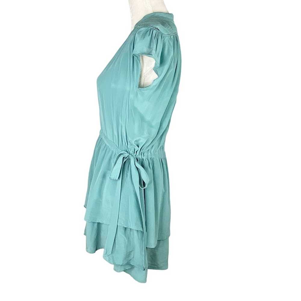 See U Soon Dress Medium Green Silk Cap Sleeves Ru… - image 7