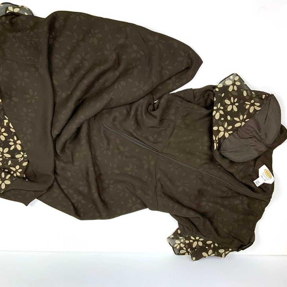 Talbots Pure Silk Brown Tan Floral V-Neck Faux Wr… - image 12