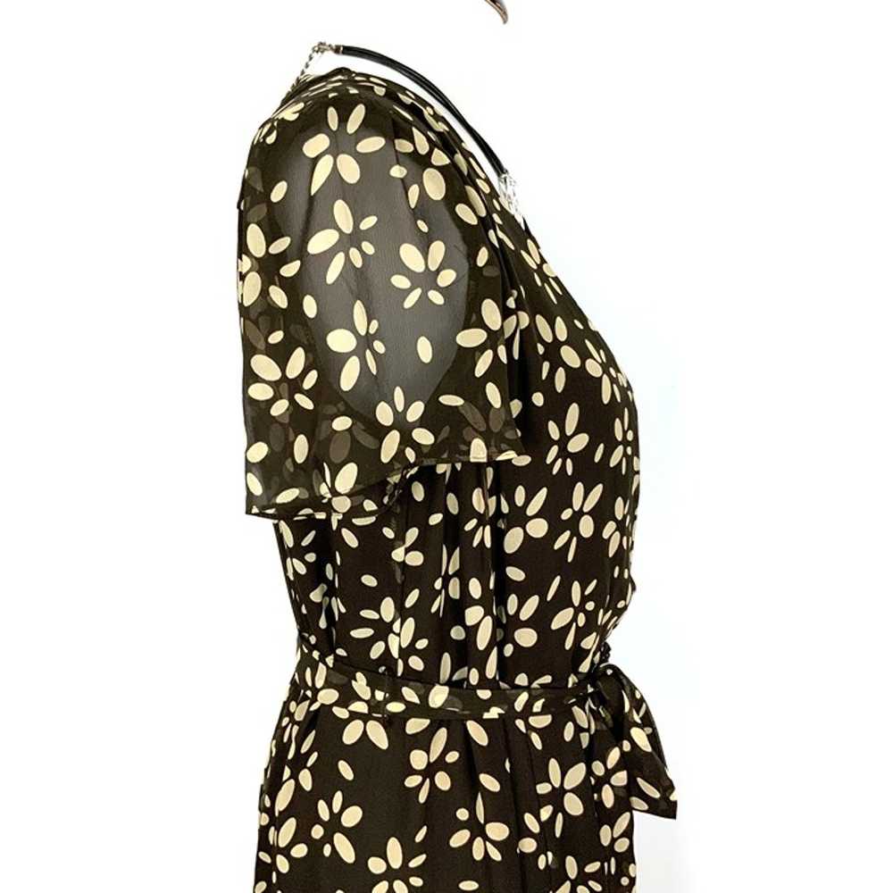 Talbots Pure Silk Brown Tan Floral V-Neck Faux Wr… - image 7