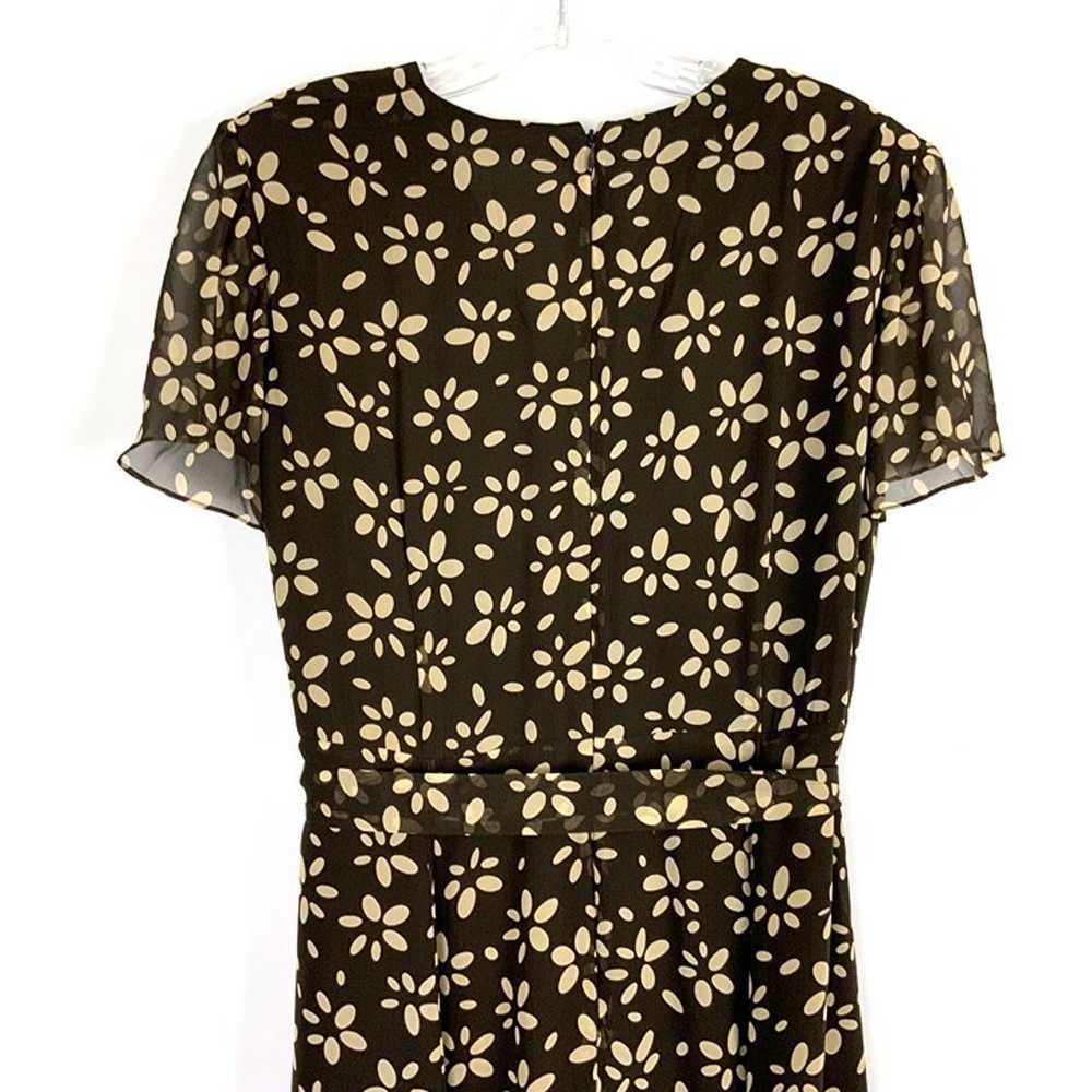 Talbots Pure Silk Brown Tan Floral V-Neck Faux Wr… - image 9