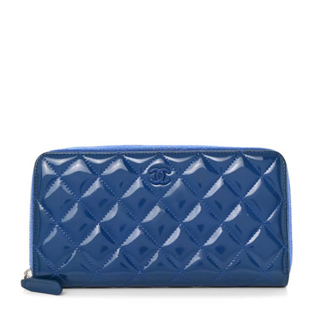 CHANEL Patent Calfskin Quilted Large Gusset Zip A… - image 1
