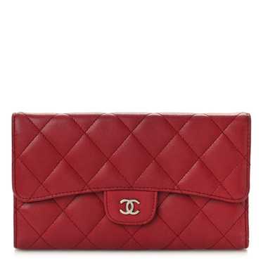 CHANEL Lambskin Quilted Large Gusset Flap Wallet … - image 1