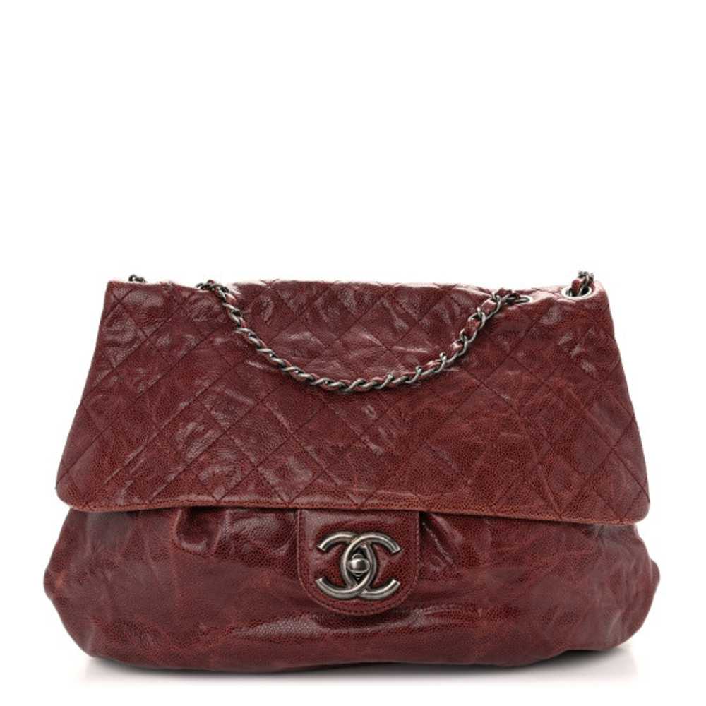 CHANEL Grained Calfskin Quilted Maxi Elastic Flap… - image 1