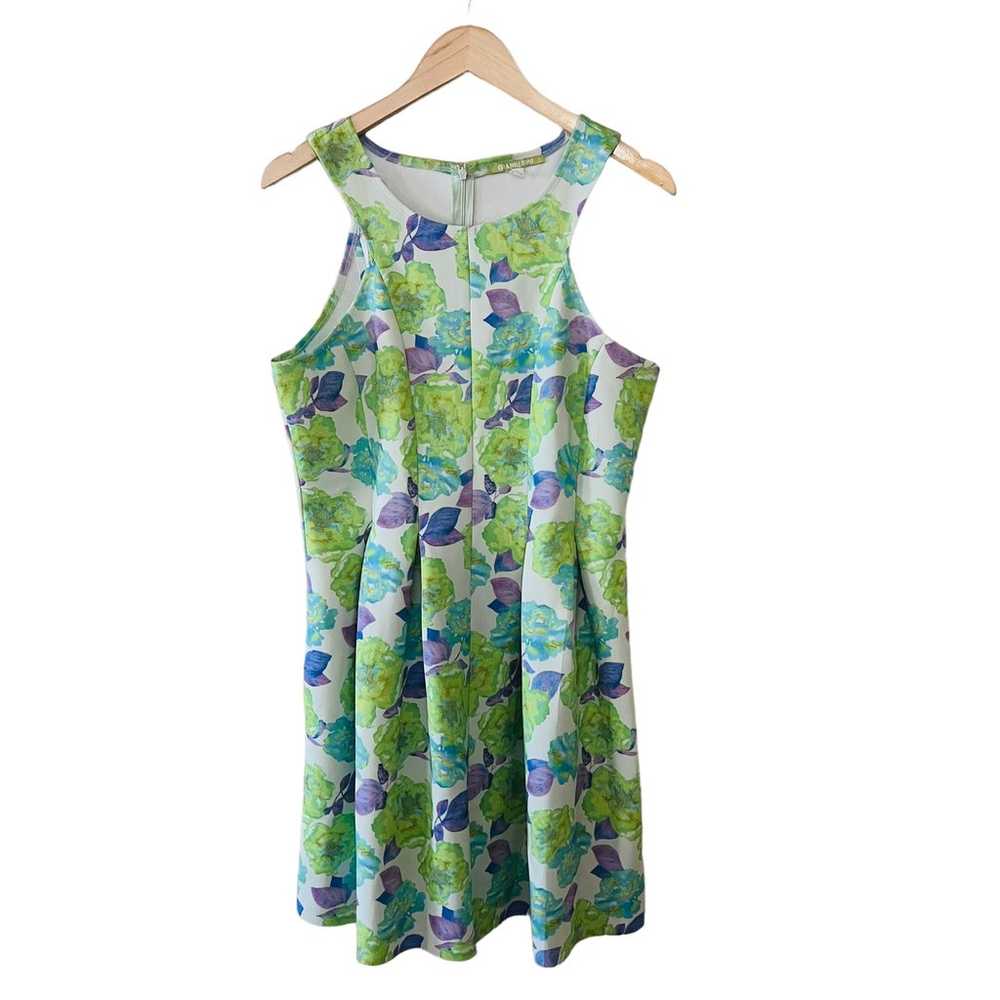 Gianni Bini Floral Scuba Sleeveless Pleated Dress… - image 1