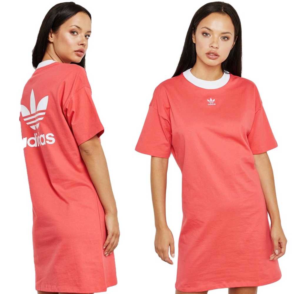 adidas Originals Trefoil T-Shirt Dress in Core Pi… - image 1