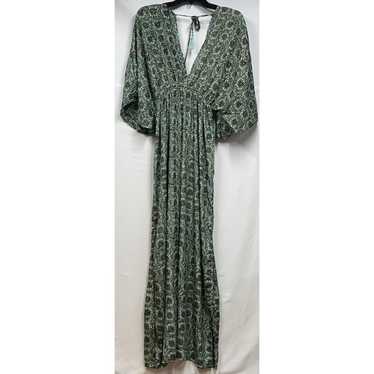 Ananda Wild Silk Blend Paisley Print Maxi Dress E… - image 1
