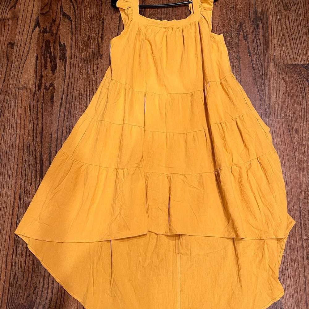 Mustard Yellow Tiered Ruffle Hi Low Dress Sz Large - image 1