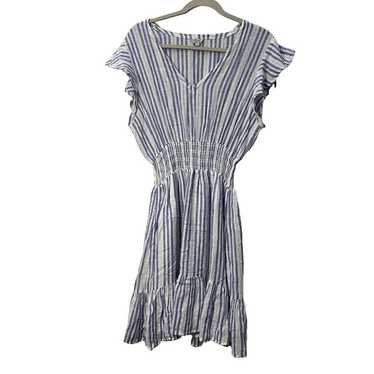 Rails Tara Dress Large Linen Blue White Stripe Sh… - image 1