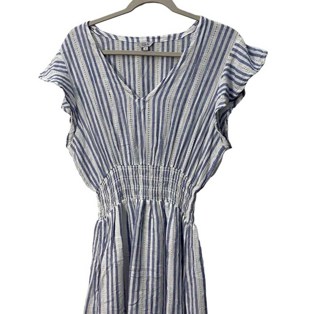 Rails Tara Dress Large Linen Blue White Stripe Sh… - image 2