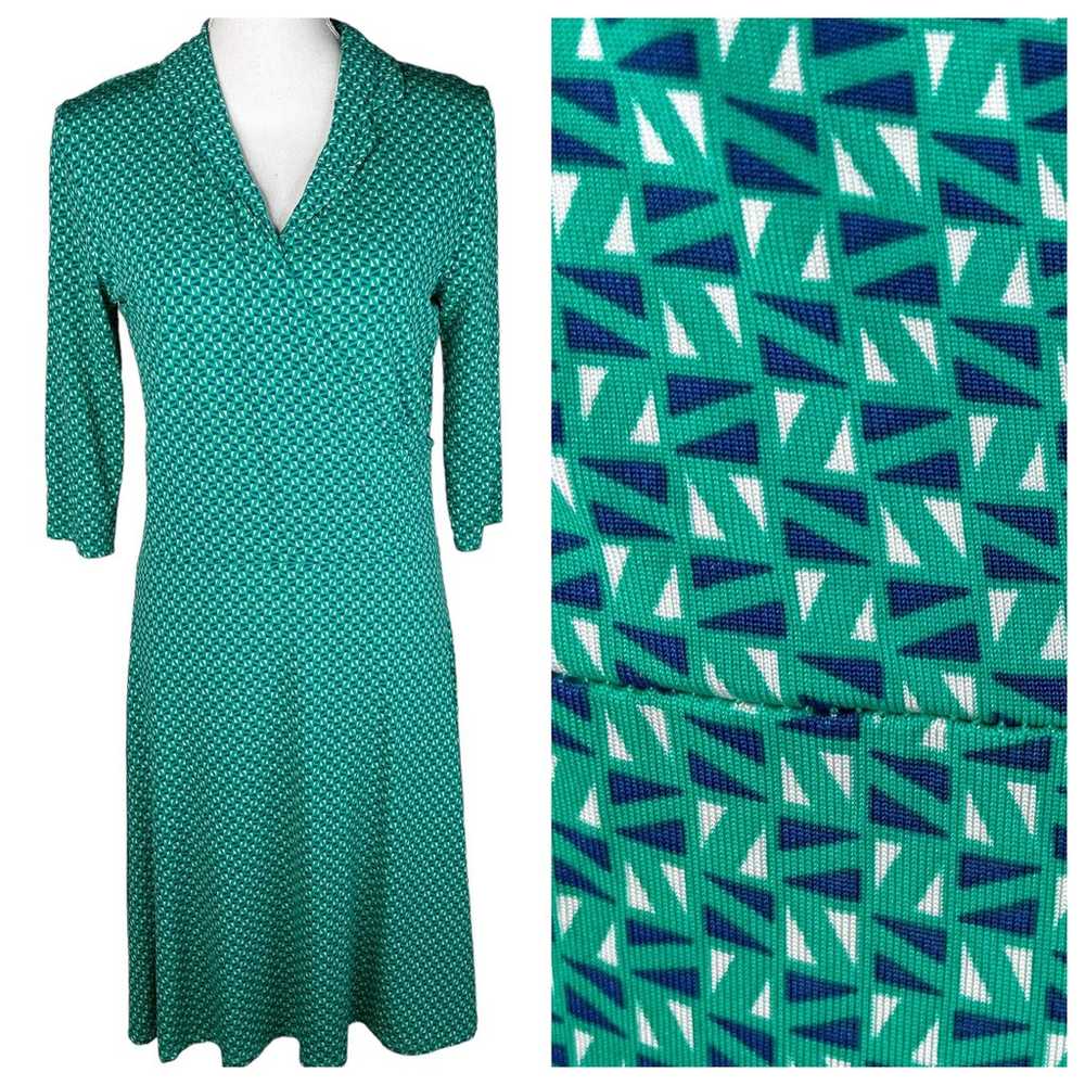 Leota Anchors Aweigh Faux Wrap Dress Geometric Na… - image 1