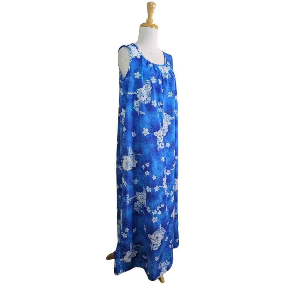 Hilo Hattie Maxi Hawaiian Floral Dress Large ? Bl… - image 5