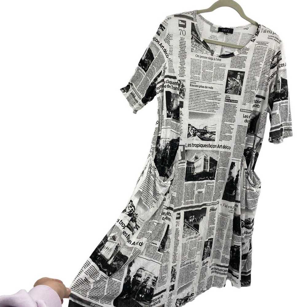 Comfy USA Midi Dress Size XS Paris Newsprint Nove… - image 10
