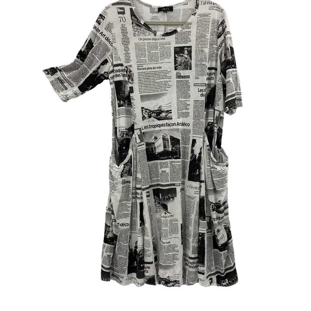 Comfy USA Midi Dress Size XS Paris Newsprint Nove… - image 11