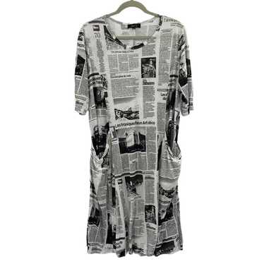 Comfy USA Midi Dress Size XS Paris Newsprint Nove… - image 1