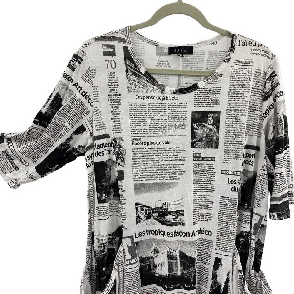 Comfy USA Midi Dress Size XS Paris Newsprint Nove… - image 2