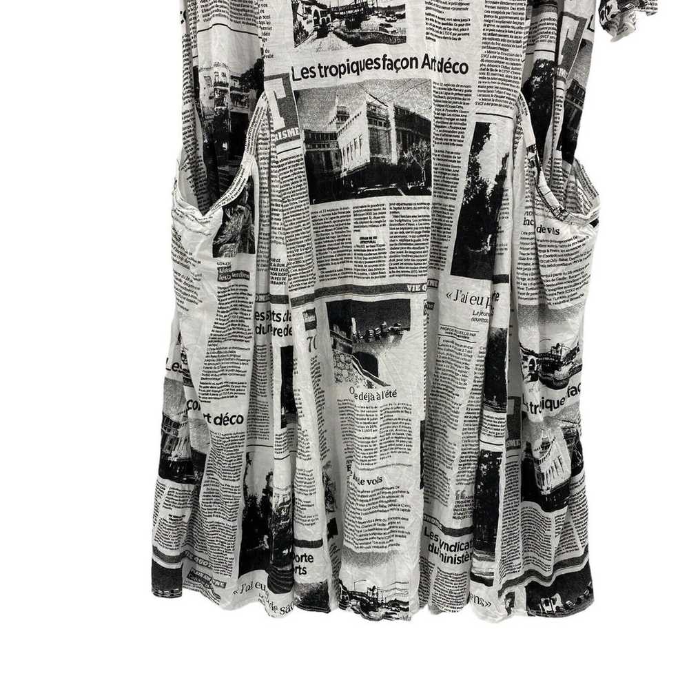Comfy USA Midi Dress Size XS Paris Newsprint Nove… - image 3