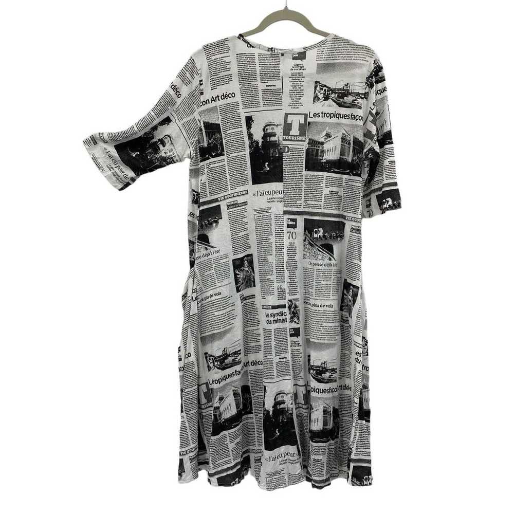 Comfy USA Midi Dress Size XS Paris Newsprint Nove… - image 5