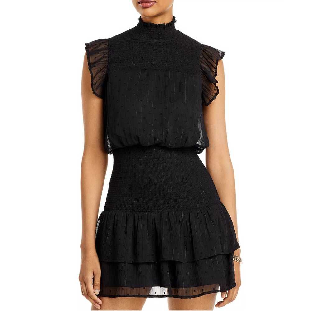 Aqua Ruffle Short Sleeve Smocked Mini Dress Black… - image 10