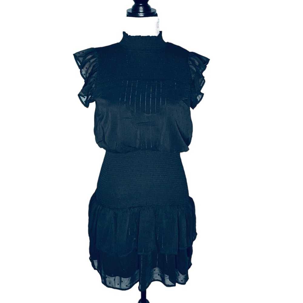 Aqua Ruffle Short Sleeve Smocked Mini Dress Black… - image 2