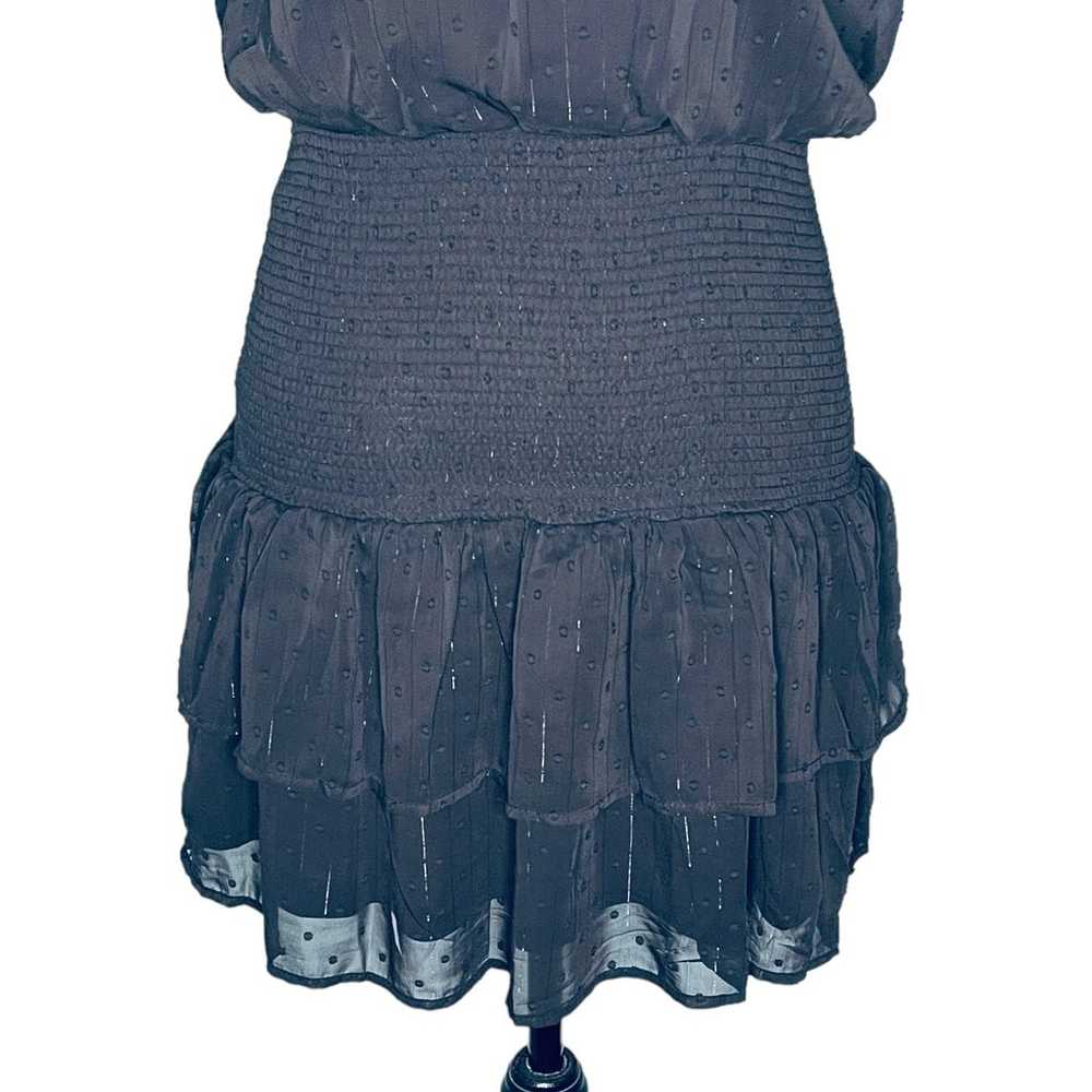 Aqua Ruffle Short Sleeve Smocked Mini Dress Black… - image 6