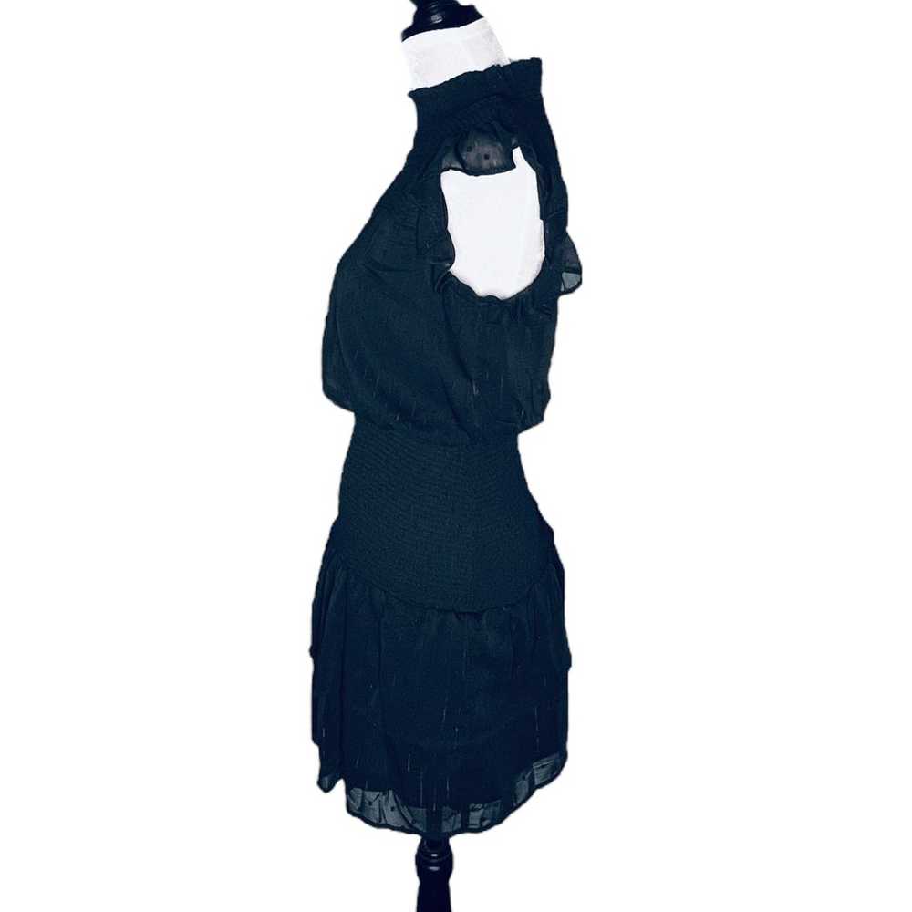 Aqua Ruffle Short Sleeve Smocked Mini Dress Black… - image 7