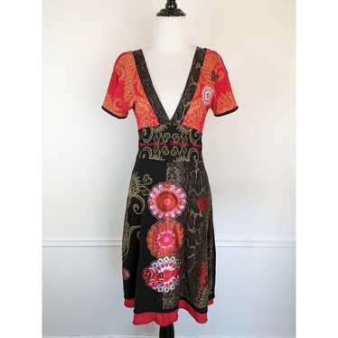 Desigual Dress Floral Embroidered Eclectic Boho A… - image 1