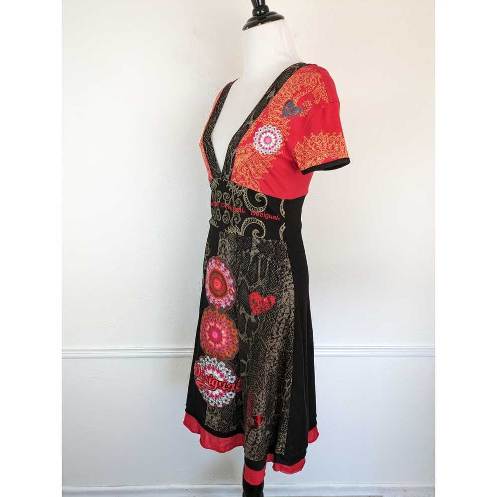 Desigual Dress Floral Embroidered Eclectic Boho A… - image 3
