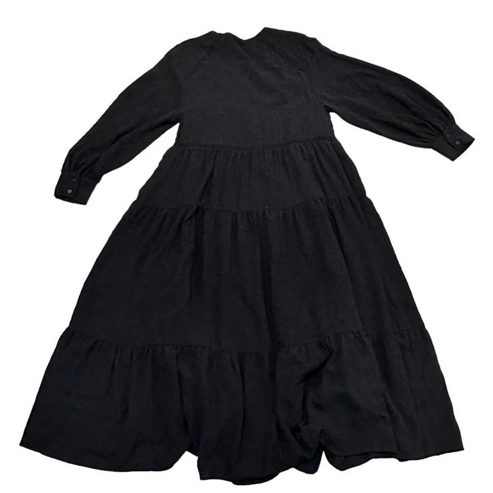 Zara Women's SM Textured Midi Tiered Dress BlackL… - image 1