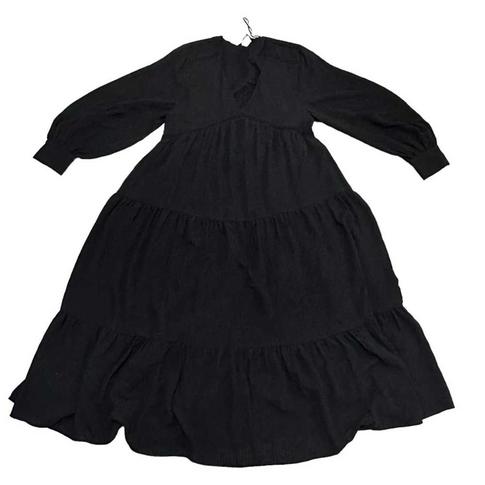 Zara Women's SM Textured Midi Tiered Dress BlackL… - image 2