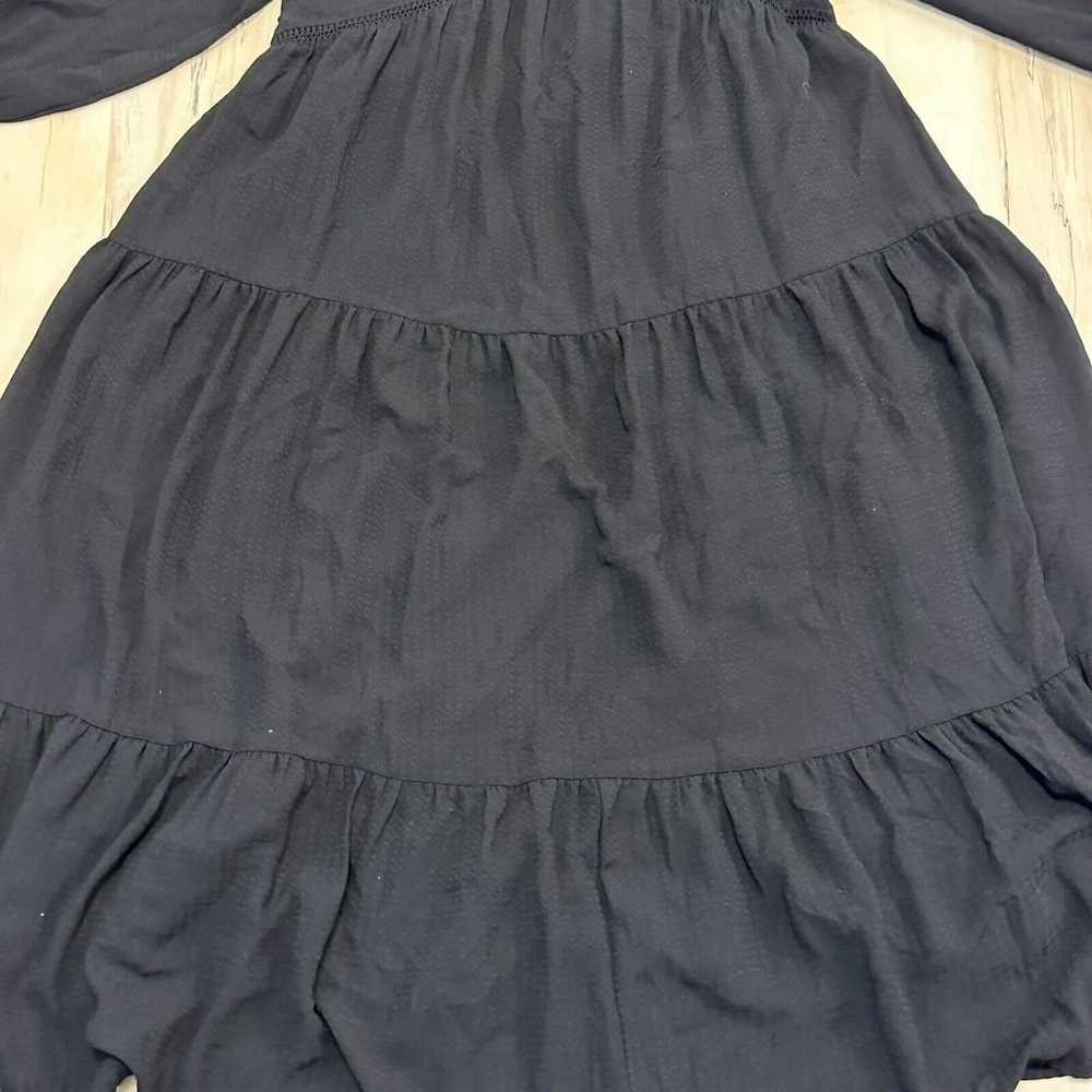 Zara Women's SM Textured Midi Tiered Dress BlackL… - image 3