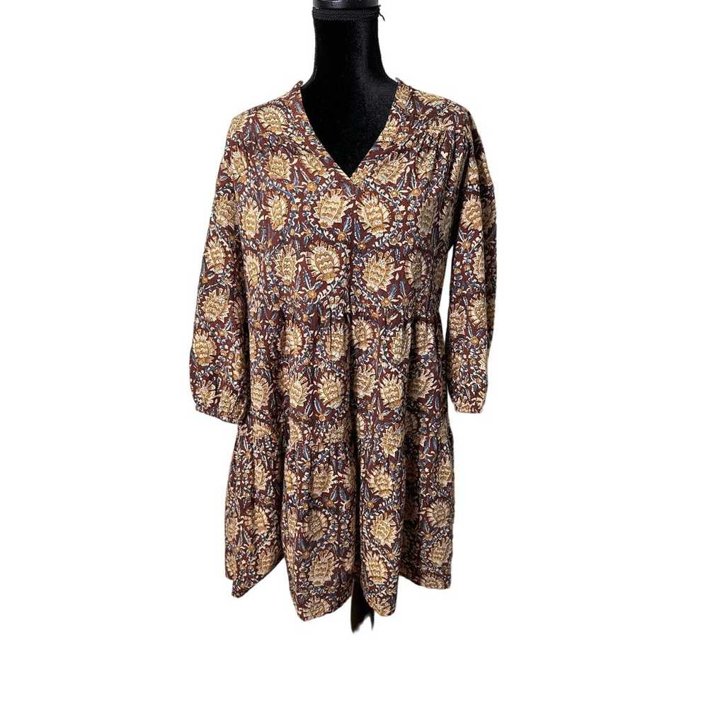 Fitzroy & Willa Brown Printed Cotton Long Sleeve … - image 1