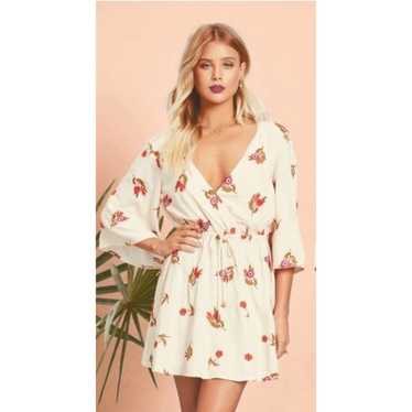 Lovers + Friends Cream Floral Embroidered Mini Dr… - image 1