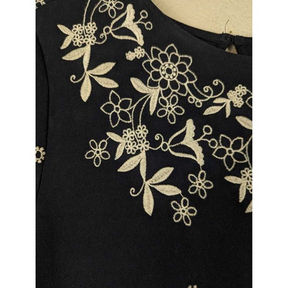 J Jill Flounce Dress Womens M Navy Floral Embroid… - image 4
