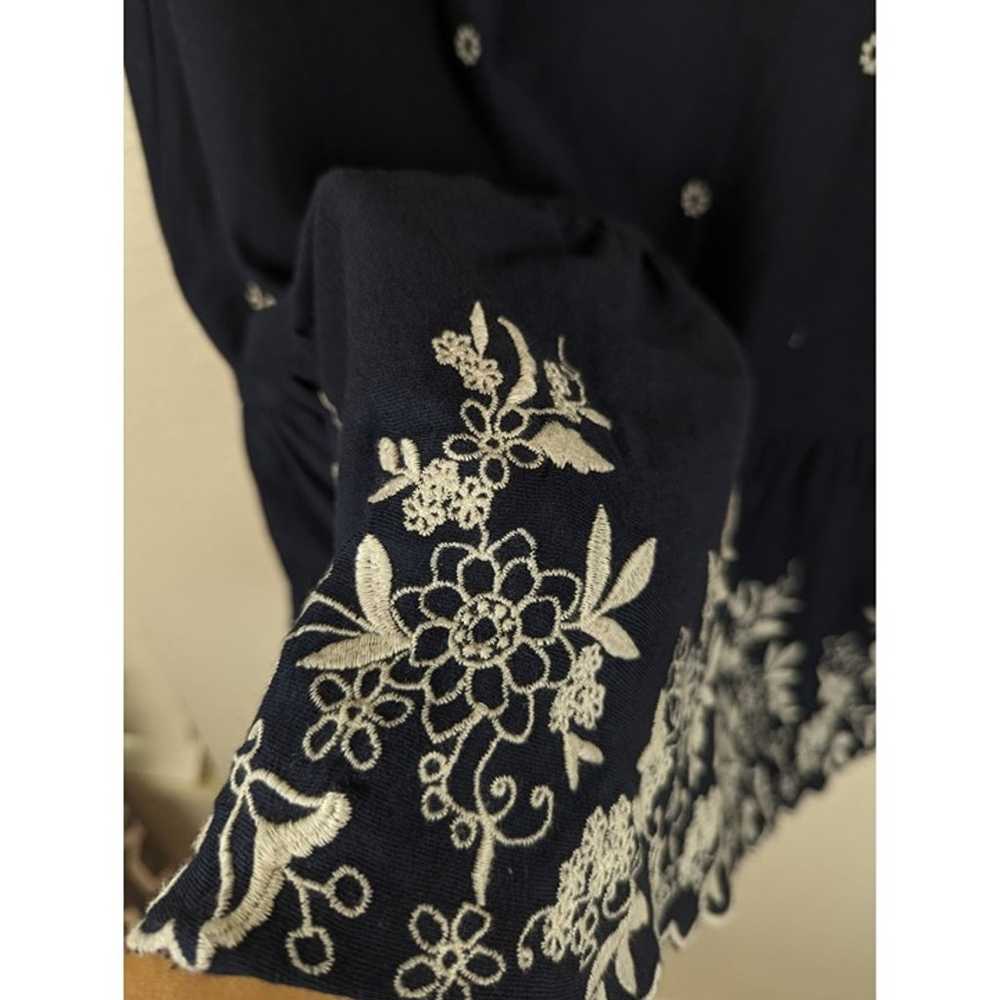 J Jill Flounce Dress Womens M Navy Floral Embroid… - image 7