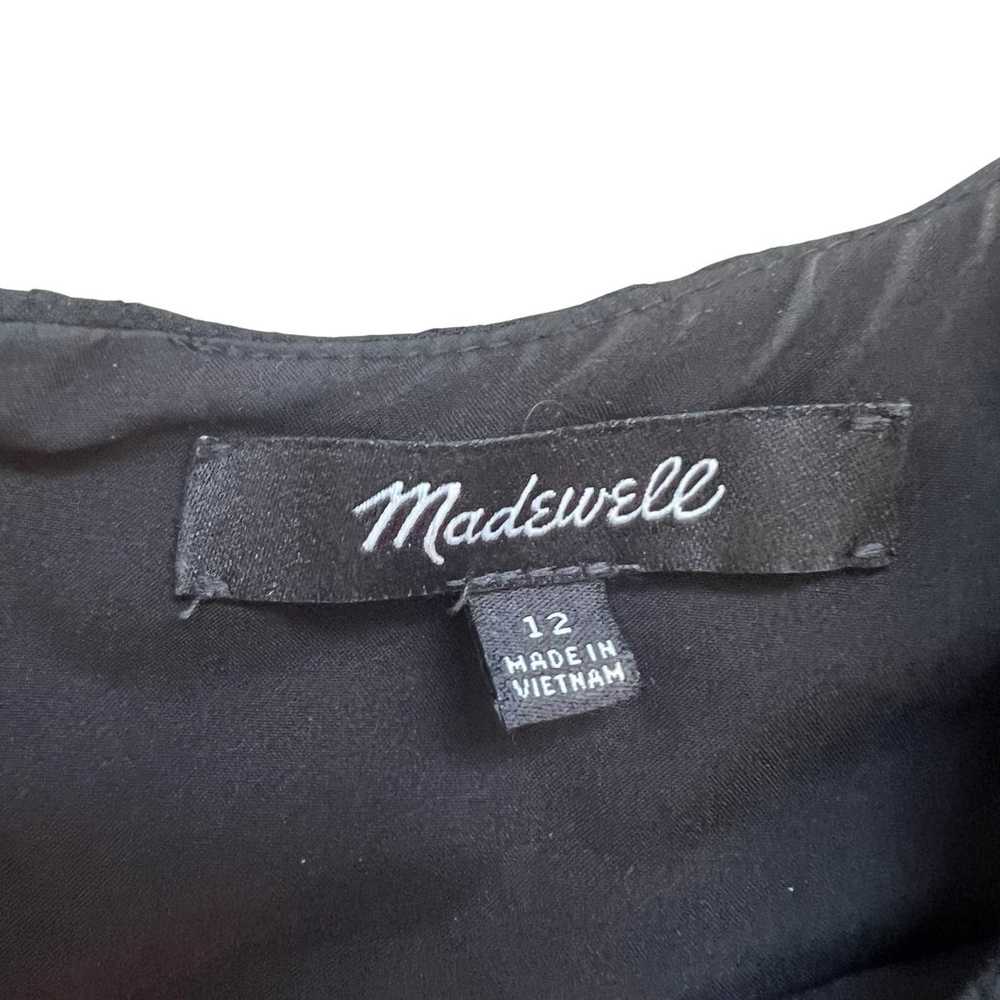 Madewell Black Sheer Puff Sleeve Ruffle Hem Tiere… - image 10