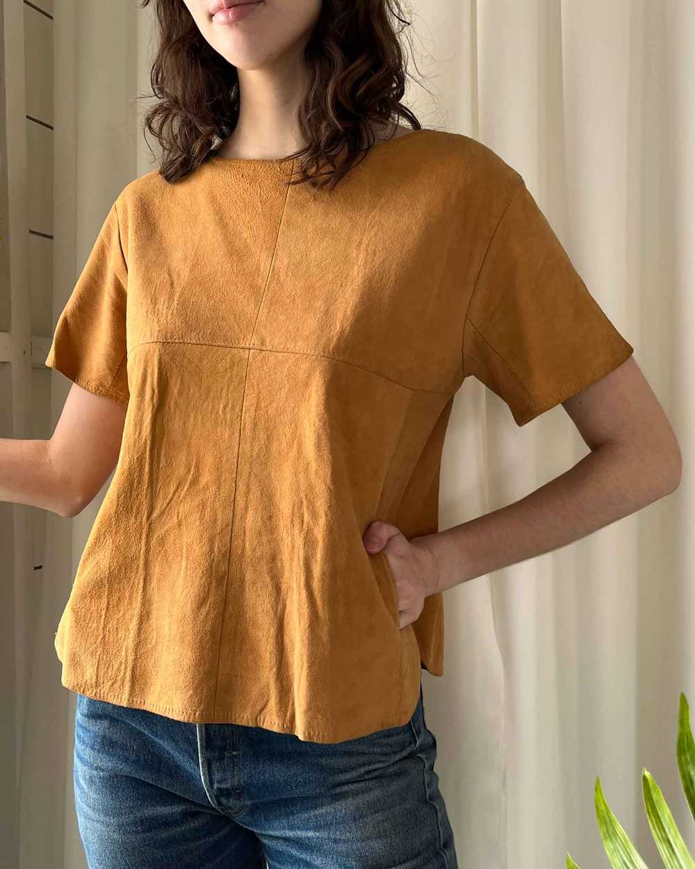 90s Soft Suede Leather Top - image 3