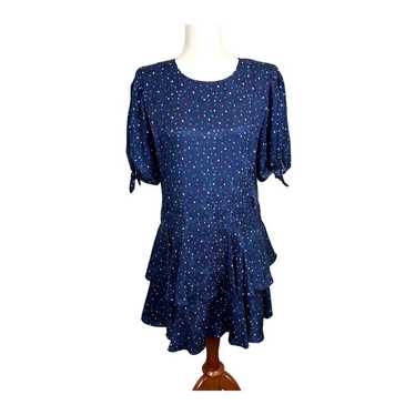 Rebecca Taylor Silk Mini Dress Size 4 Navy Polka … - image 1