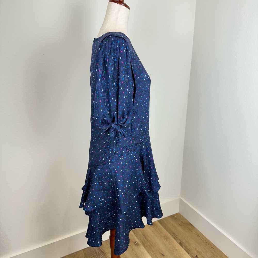 Rebecca Taylor Silk Mini Dress Size 4 Navy Polka … - image 3