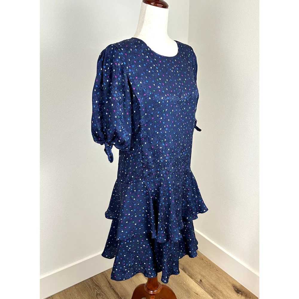 Rebecca Taylor Silk Mini Dress Size 4 Navy Polka … - image 4