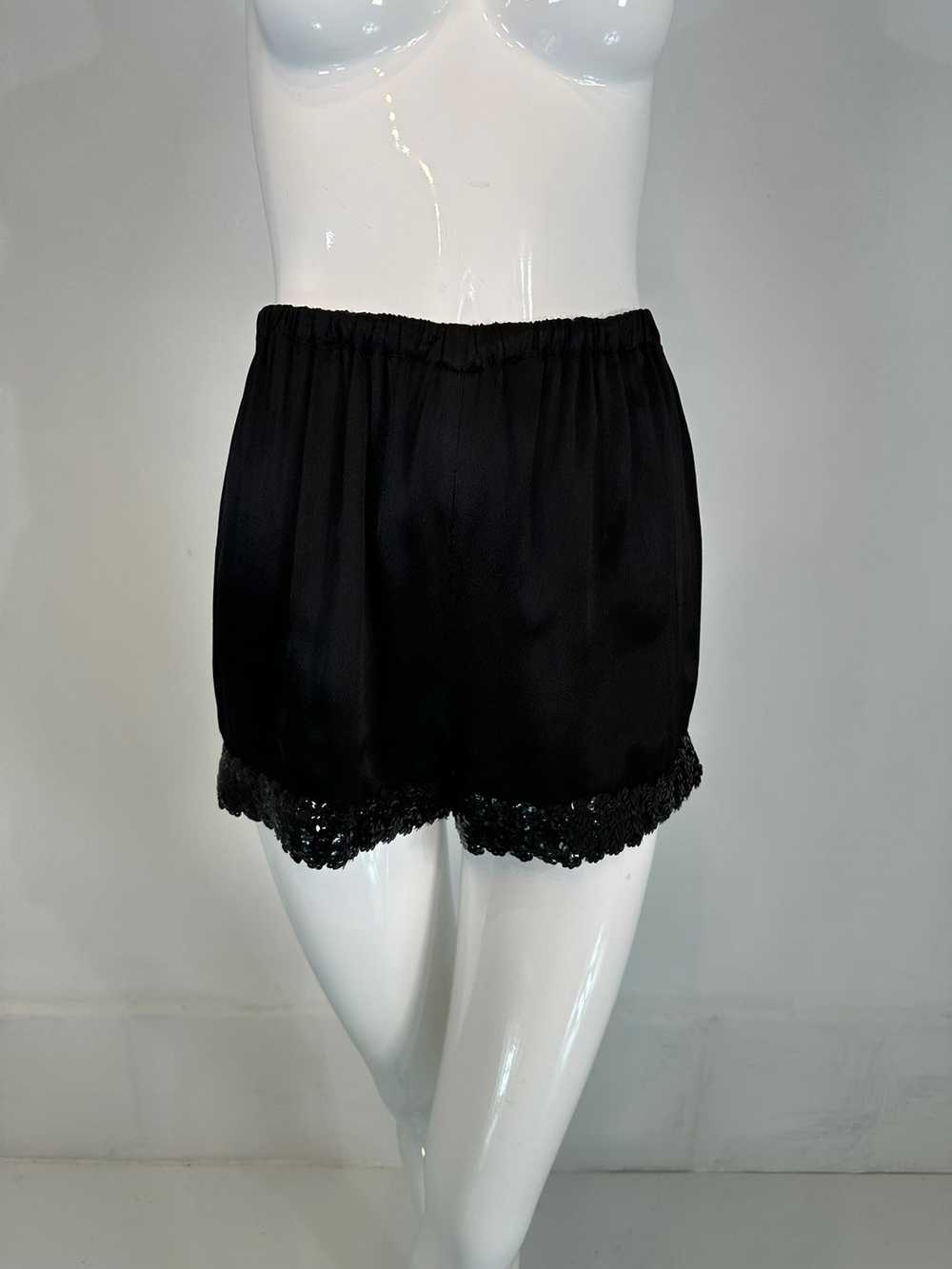 1970s Hot Pants Set Black Satin & Black Sequins K… - image 11