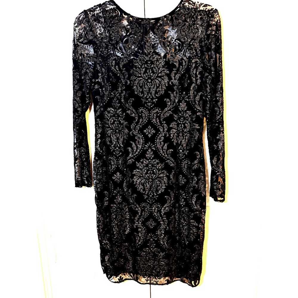 ADRIANNA PAPELL Sheath Dress sz16 Sheer Lace Blac… - image 1