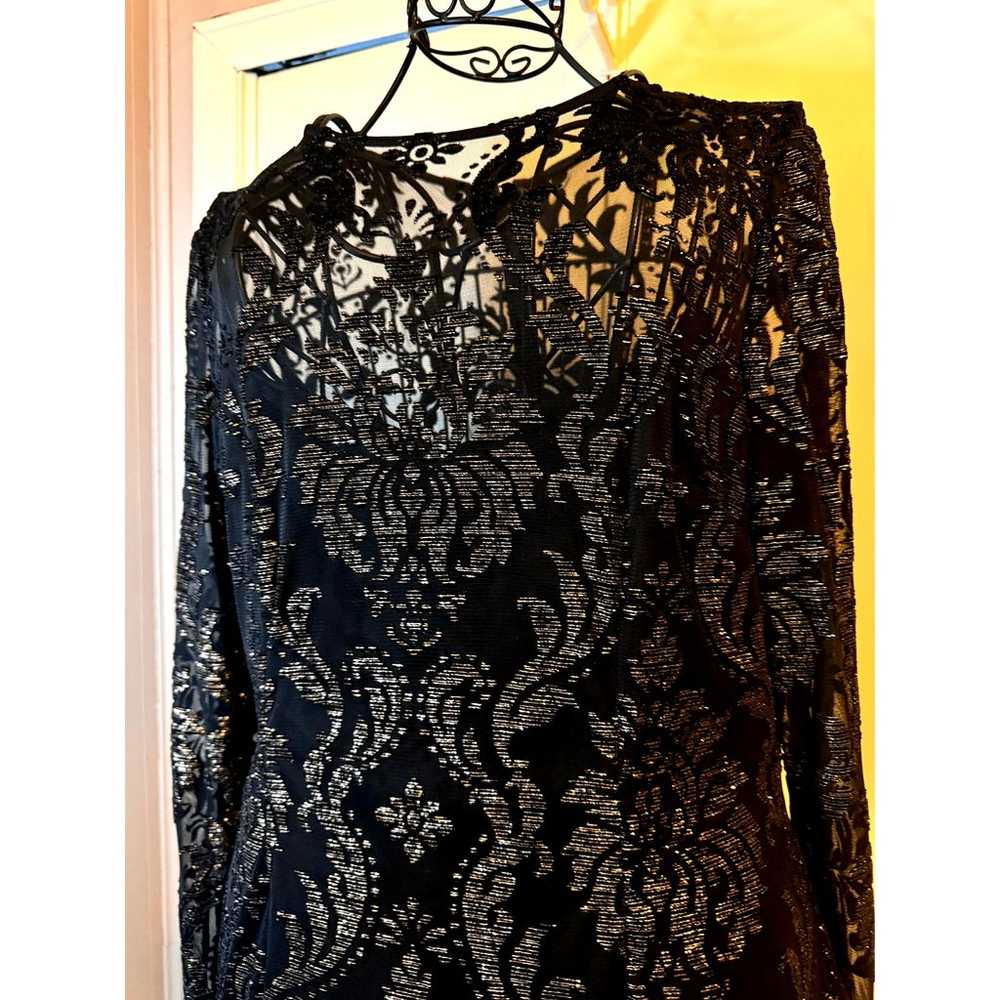 ADRIANNA PAPELL Sheath Dress sz16 Sheer Lace Blac… - image 3