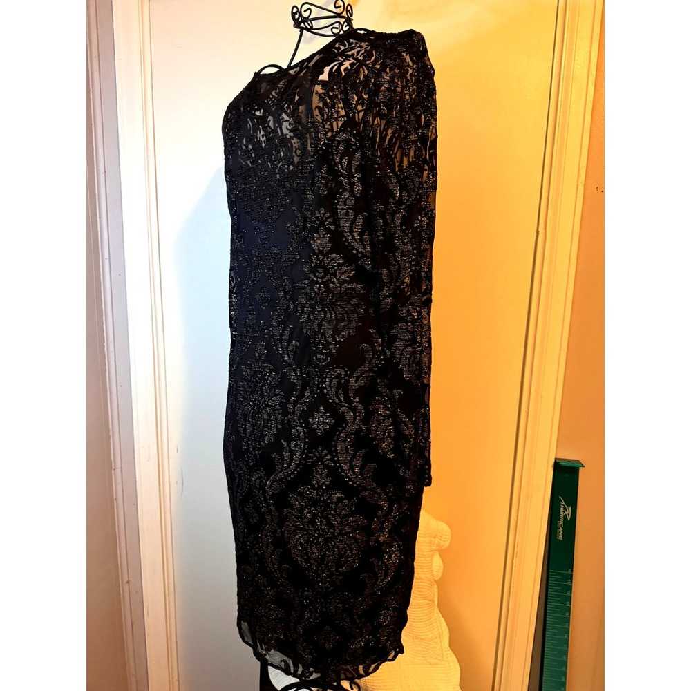 ADRIANNA PAPELL Sheath Dress sz16 Sheer Lace Blac… - image 4