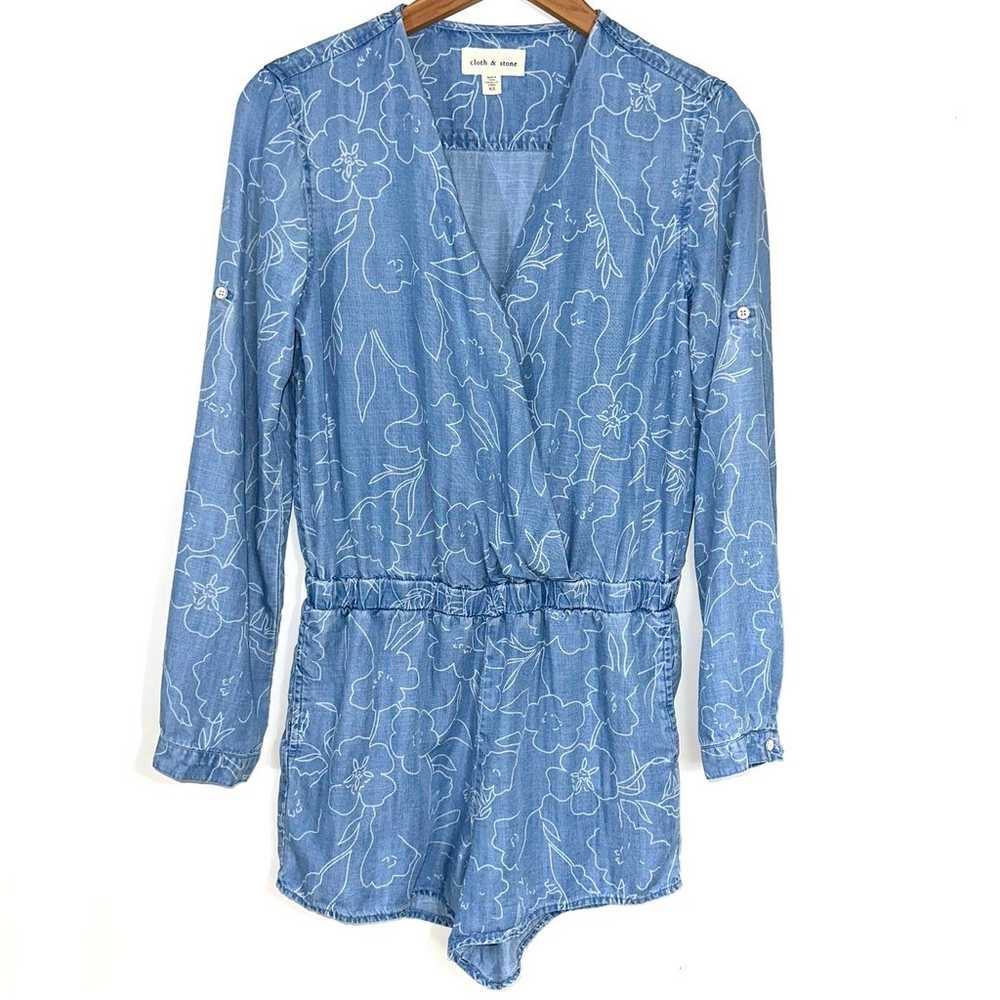 Cloth & Stone Floral Tencel Chambray Long Sleeve … - image 2