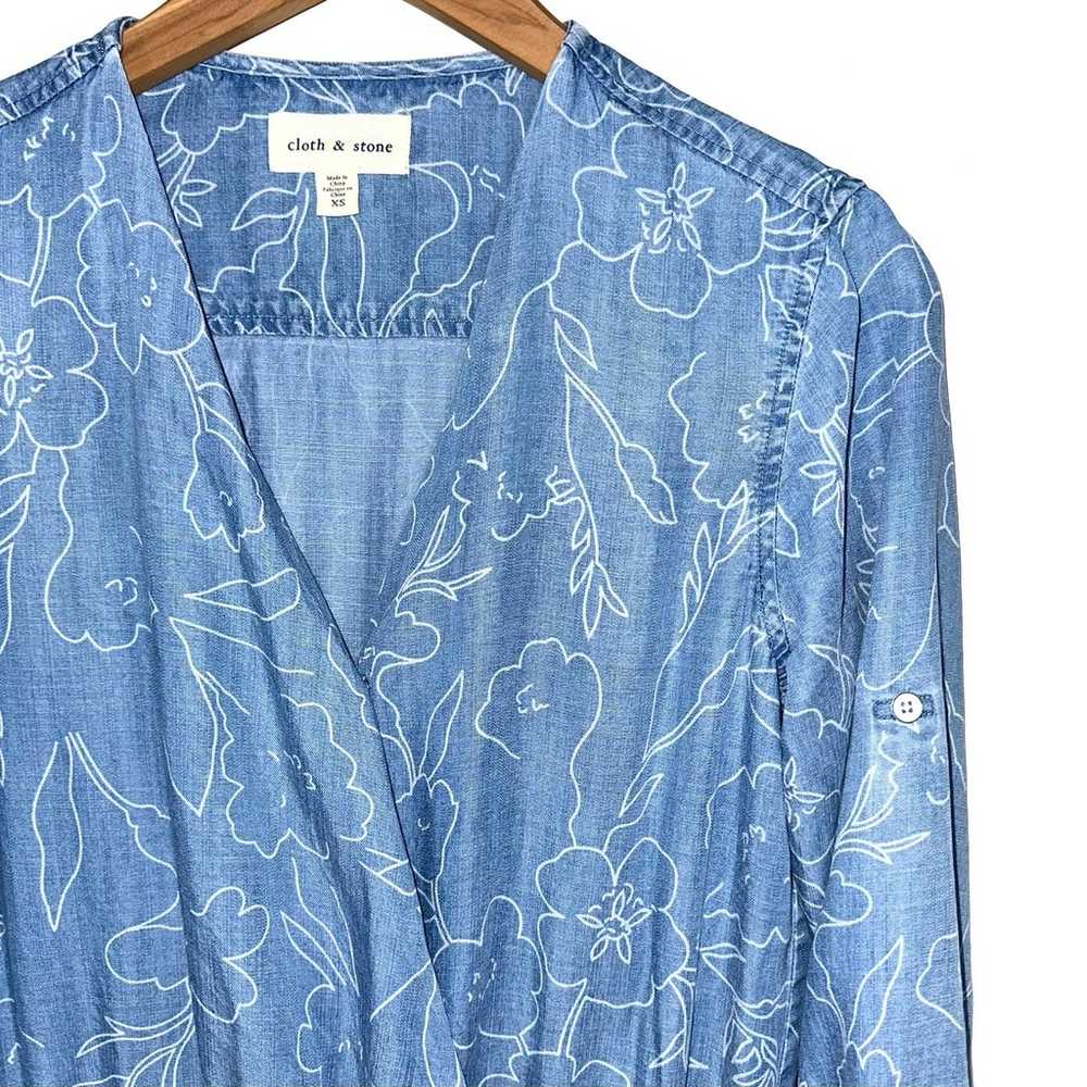 Cloth & Stone Floral Tencel Chambray Long Sleeve … - image 3