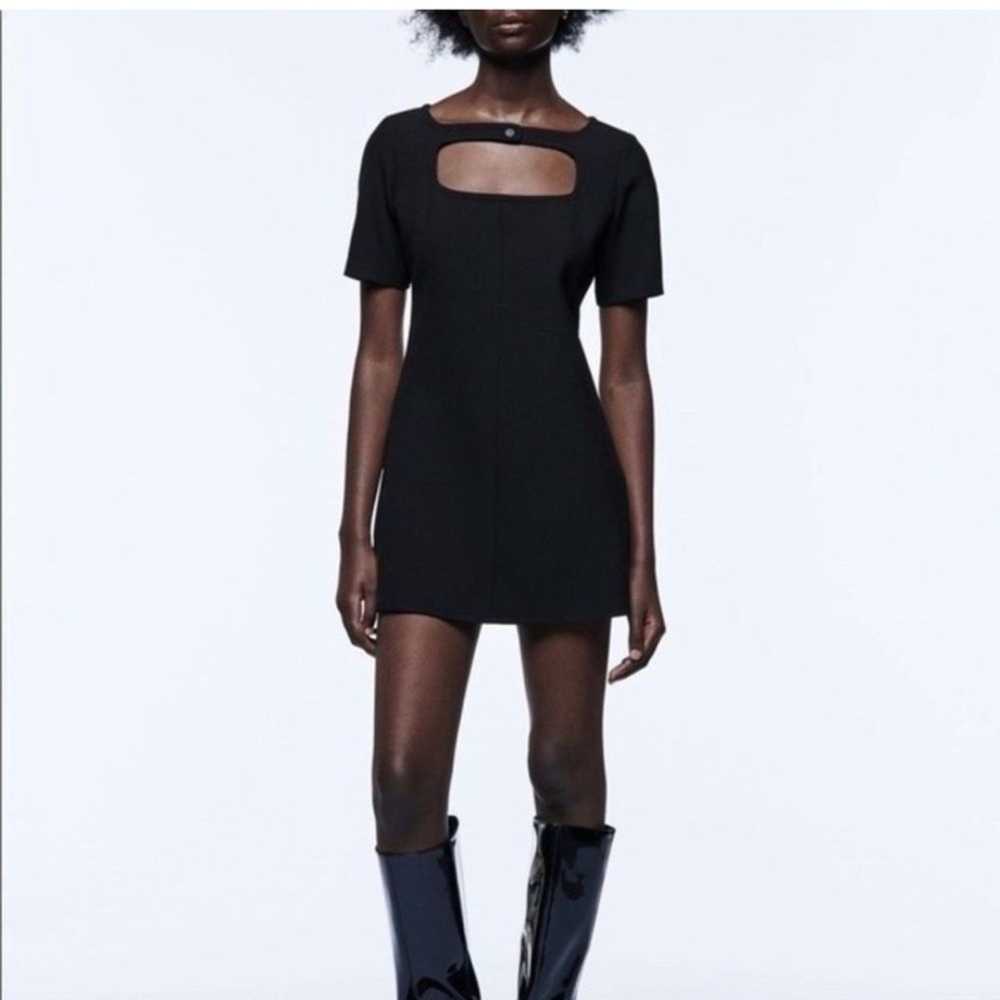 ZARA cut out black mini dress size small - image 4