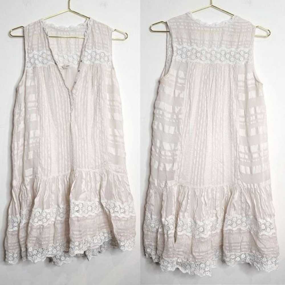 Rebecca Taylor Baby Pink White Lace Tiered Mini S… - image 1