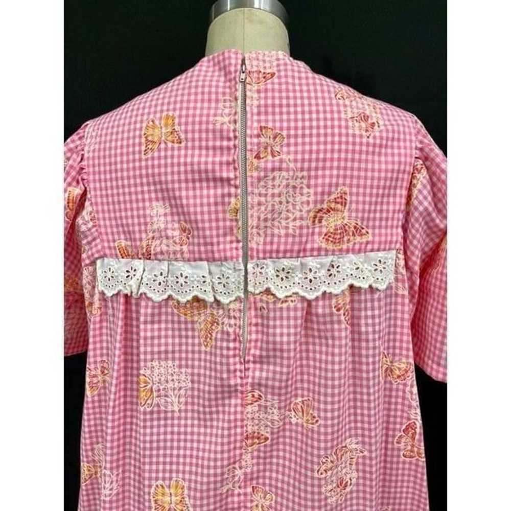 Vtg 1950s Pink Plaid Butterflies Homemade House C… - image 3