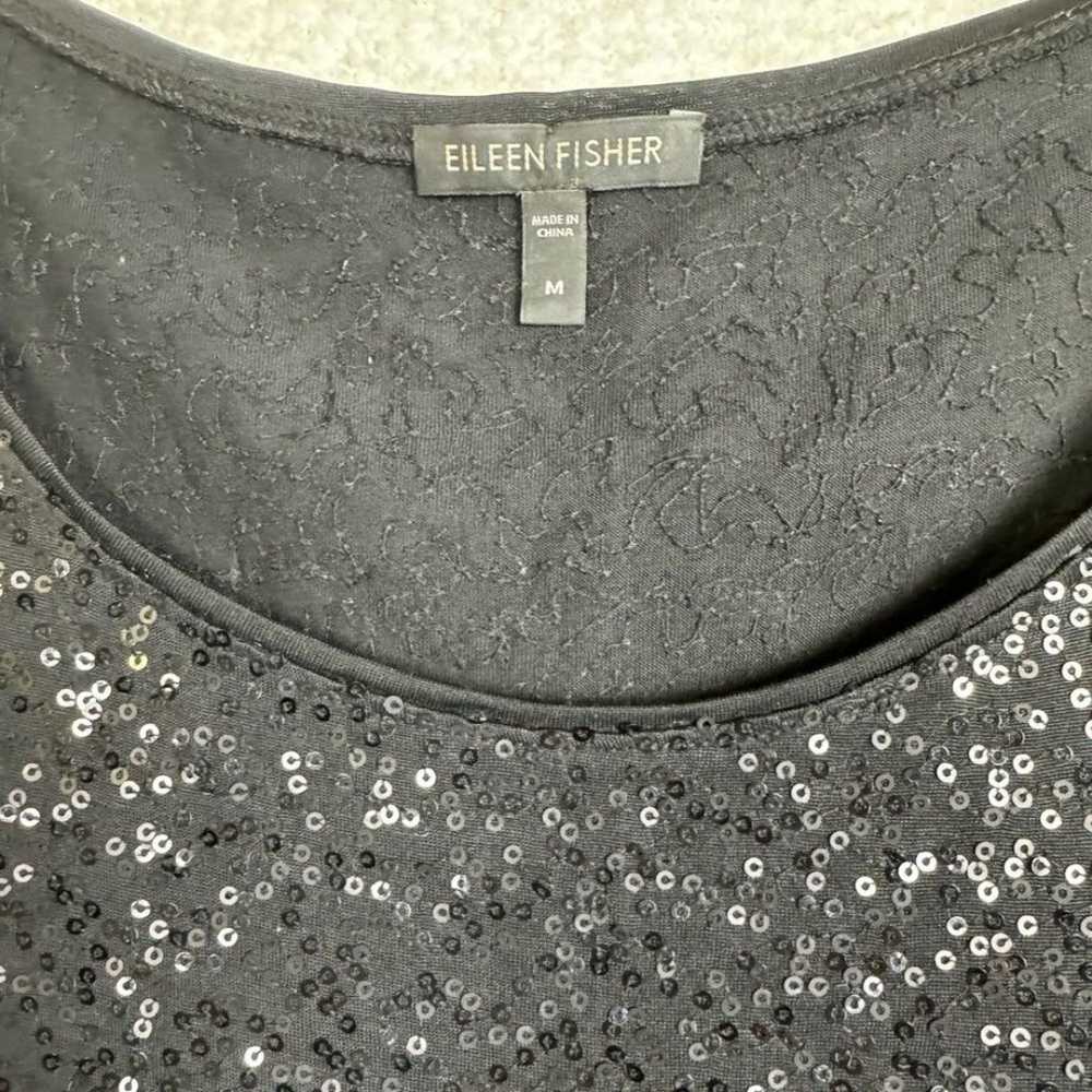Eileen Fisher Mini Silk Tank Sequin Dress Size M - image 3